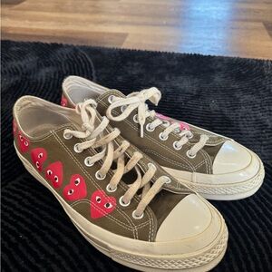Comme des Garçons Olive Green Low-Top Sneakers